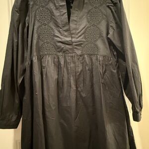 H&M Black Embroidered Shirt Dress